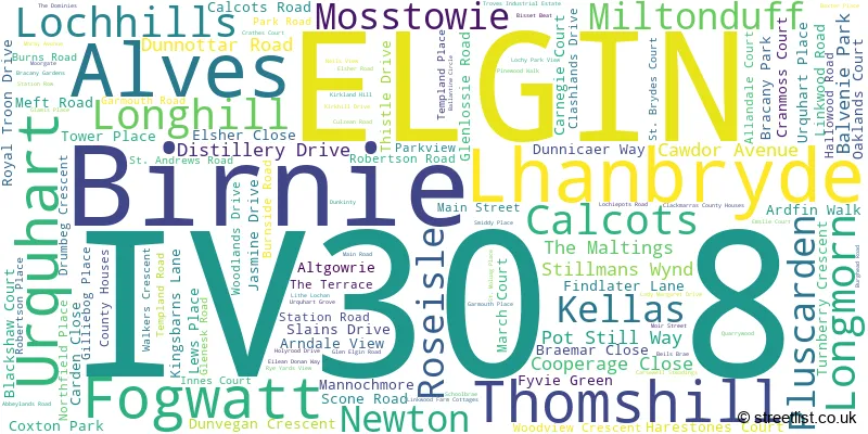 A word cloud for the IV30 8 postcode